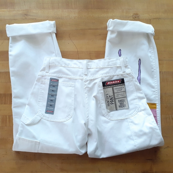 SOLd! Handpainted White Dickies Painters Pants - Picture 2 of 8